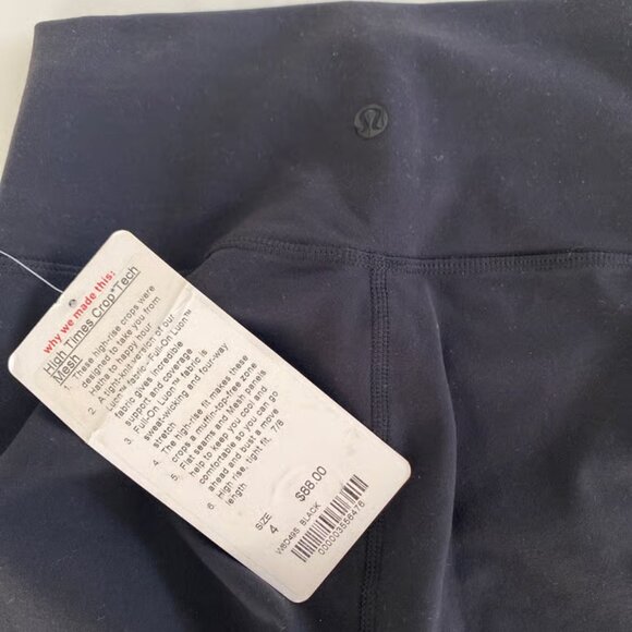 NWT Lululemon High Times Crop Tech Mesh Full-On Luon 7/8 size 4 - Picture 8 of 8